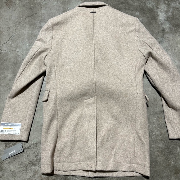 NWT Michael Kors  men’s top coat over car cream wool button stretch slim - Picture 6 of 7